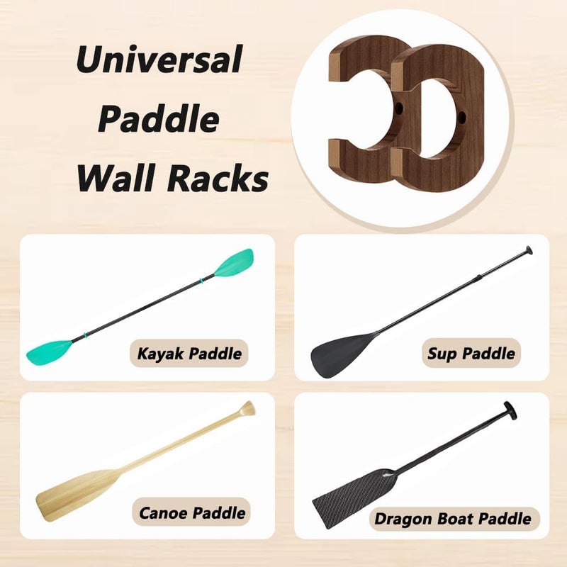 LOOEEL 4 PCS Kayak Paddle Rack Hanging Board,Paddle Holder Hangers Racks Wall Storage Keeper Hanging Oar Wall Decor Oar Board Accessories for Paddle Storage Wall Rack,Kayak,SUP,Canoe Paddles.-Brown - Image 4